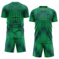 Custom Black Sublimation Green Uniform Jersey Kelly Shapes Soccer Geometric Custom Black Sublimation Green Uniform Jersey Kelly Shapes Soccer Geometric