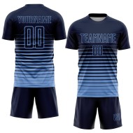 Jersey Fashion Custom Pinstripe Uniform Light Fade Sublimation Navy Blue Soccer Jersey Fashion Custom Pinstripe Uniform Light Fade Sublimation Navy Blue Soccer