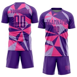 Geometric Custom Jersey Purple Pink Pattern Soccer Uniform Sublimation Geometric Custom Jersey Purple Pink Pattern Soccer Uniform Sublimation