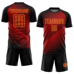 Jersey Black-Yellow Uniform Soccer Sublimation Custom Red Jersey Black-Yellow Uniform Soccer Sublimation Custom Red
