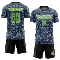 Sublimation Custom Gray Soccer Neon Uniform Jersey Green-Black Sublimation Custom Gray Soccer Neon Uniform Jersey Green-Black