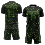 Custom Aurora Black Sublimation Jersey Green Uniform Lightning Soccer Custom Aurora Black Sublimation Jersey Green Uniform Lightning Soccer