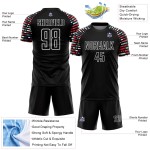 Soccer Geometric Custom Black Jersey Sublimation Uniform Shapes White Soccer Geometric Custom Black Jersey Sublimation Uniform Shapes White