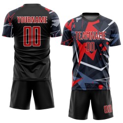 Red-White Soccer Custom Black Uniform Jersey Sublimation Red-White Soccer Custom Black Uniform Jersey Sublimation