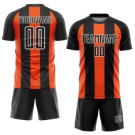 Black Custom Sublimation Uniform Orange-White Soccer Jersey Line Black Custom Sublimation Uniform Orange-White Soccer Jersey Line