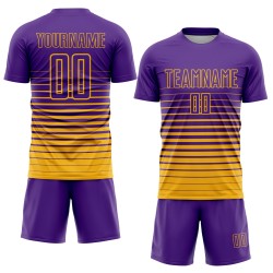 Fade Purple Fashion Soccer Jersey Gold Uniform Pinstripe Sublimation Custom Fade Purple Fashion Soccer Jersey Gold Uniform Pinstripe Sublimation Custom