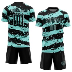 Splash Sublimation Soccer Black Uniform Ice Custom Blue Jersey Splash Sublimation Soccer Black Uniform Ice Custom Blue Jersey