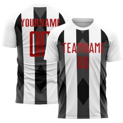 Line Jersey Red-Black Soccer Custom Sublimation Uniform White