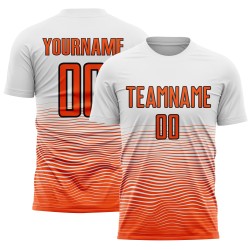 Uniform Line Soccer Custom Sublimation White Orange-Black Gradient Jersey