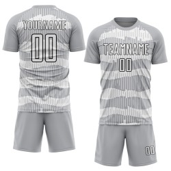 Sublimation White-Black Pinstripe Gray Uniform Custom Jersey Soccer Sublimation White-Black Pinstripe Gray Uniform Custom Jersey Soccer