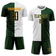 Green-Gold Split Soccer White Sublimation Uniform Fashion Jersey Custom Green-Gold Split Soccer White Sublimation Uniform Fashion Jersey Custom