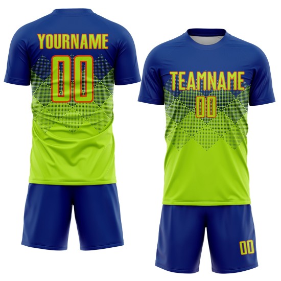 Sublimation Green-Orange Jersey Neon Custom Royal Uniform Soccer