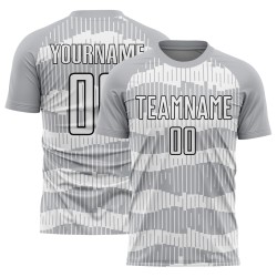 Sublimation White-Black Pinstripe Gray Uniform Custom Jersey Soccer