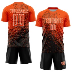 Art Jersey Sublimation Orange Soccer Uniform Fragment Abstract Custom Black-White Art Jersey Sublimation Orange Soccer Uniform Fragment Abstract Custom Black-White