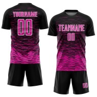 Jersey Line Pink-White Deep Custom Black Soccer Uniform Sublimation Jersey Line Pink-White Deep Custom Black Soccer Uniform Sublimation