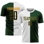 Green-Gold Split Soccer White Sublimation Uniform Fashion Jersey Custom Green-Gold Split Soccer White Sublimation Uniform Fashion Jersey Custom