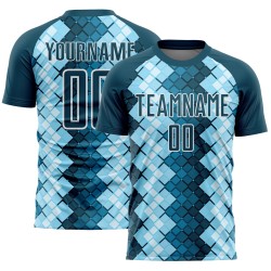 Sublimation Custom Geometric Shapes Jersey Uniform Soccer Navy Blue US White