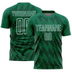Uniform Shapes Green Custom Kelly Sublimation Jersey Geometric Soccer White