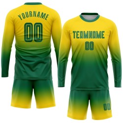 Custom Jersey Kelly Uniform Sublimation Gold Soccer Fade Sleeve Green Long Fashion Custom Jersey Kelly Uniform Sublimation Gold Soccer Fade Sleeve Green Long Fashion