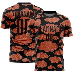 Orange Black Custom Uniform Soccer Pattern Sublimation Cloud Jersey