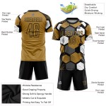 Custom Sublimation Jersey Gold Soccer Black-White Old Uniform Custom Sublimation Jersey Gold Soccer Black-White Old Uniform