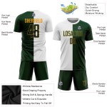 Green-Gold Split Soccer White Sublimation Uniform Fashion Jersey Custom Green-Gold Split Soccer White Sublimation Uniform Fashion Jersey Custom