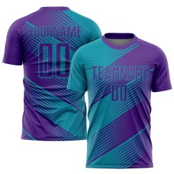 Custom Purple Sublimation Teal Soccer Jersey Uniform