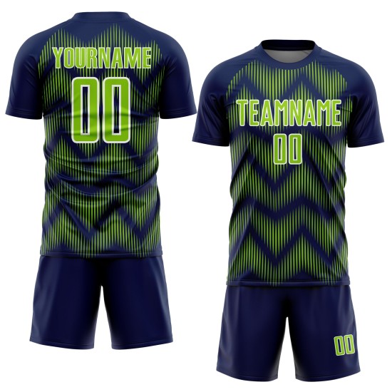 Line Uniform Jersey Navy Custom Sublimation Neon Soccer Green-White